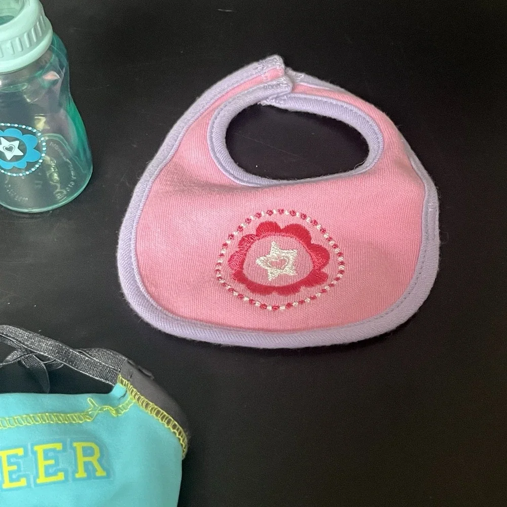 American Girl Items Set Hanger, Bottles, Cheer Top, Bib